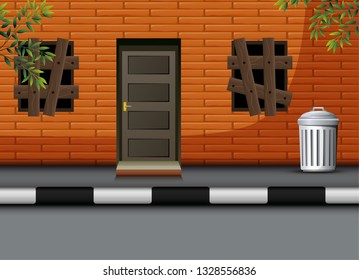 Cartoon view of uninhabited house