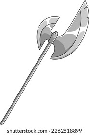 Cartoon Viking Ax. handgezeichnete Vektorgrafik einzeln auf transparentem Hintergrund