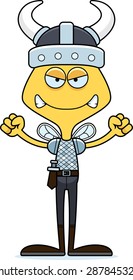 A cartoon Viking bee looking angry.
