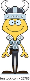 A cartoon Viking bee smiling.