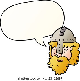 cartoon viking face with speech bubble in smooth gradient style