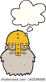 cartoon viking face with thought bubble