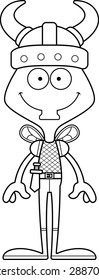 A cartoon Viking fly smiling.