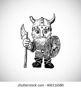 Cartoon viking. Funny cartoon viking. 