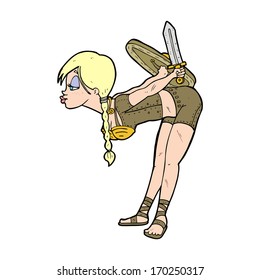 cartoon viking girl bowing