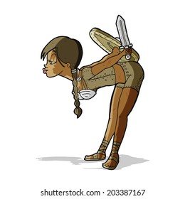cartoon viking girl bowing