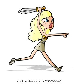 cartoon viking girl with sword