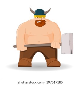 Cartoon viking with hammer 