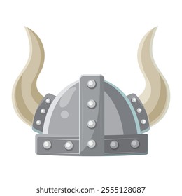 Cartoon Viking helmet with horns on white background. Vector illustration