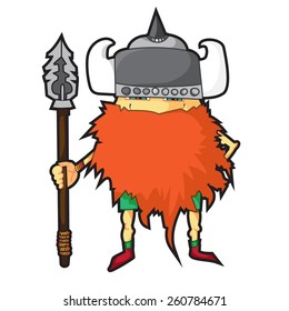Cartoon viking. Isolated objects. Vector viking with weapons. Illustration from Scandinavian history. Funny cartoon character. Eps 8