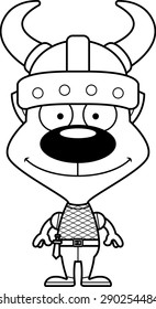 A cartoon Viking kitten smiling.