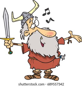 cartoon viking man singing