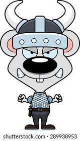A cartoon Viking mouse looking angry.
