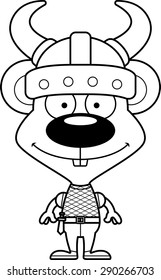 A cartoon Viking mouse smiling.