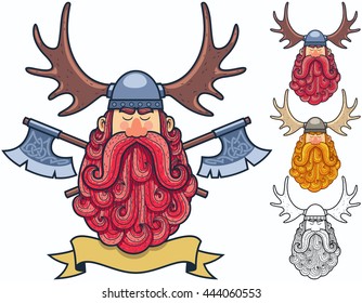 Cartoon Viking portrait in 4 versions.
