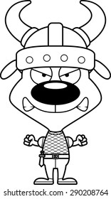 A cartoon Viking puppy looking angry.
