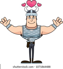 A cartoon Viking ready to give a hug.