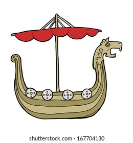 cartoon viking ship