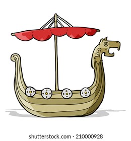 cartoon viking ship