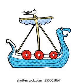 cartoon viking ship