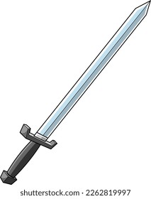 Caricatura Viking Sword Arma. Ilustración dibujada a mano vectorial aislada en fondo transparente