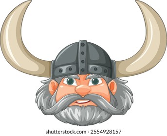 Cartoon Viking warrior with a horned helmet