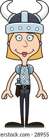 A cartoon Viking woman smiling.