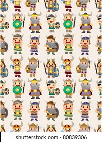 cartoon vikings pirate seamless pattern