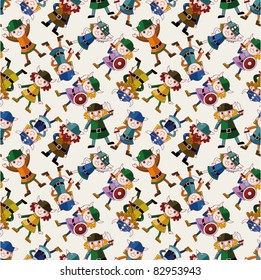 cartoon vikings pirate seamless pattern