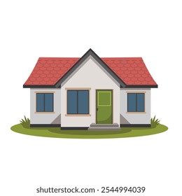 Cartoon Village House Surrounded by Nature Vector Illustration