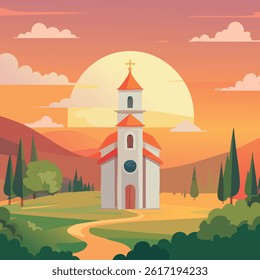cartoon village illustration design Generative AI 