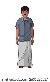 Cartoon Village Man Angry Look Vector, Indian Village Man Character Illustration, Expression, Farmer, Indian Villager Vector 