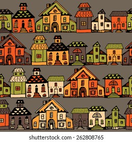 Cartoon village streets in vector. Invitations, save the date cards and other design.