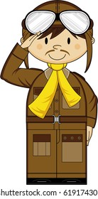 Cartoon Vintage Airforce Pilot