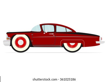 Cartoon vintage car on a white background. Vector