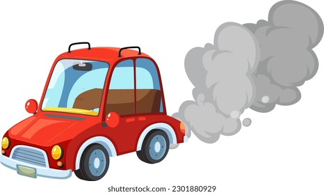 Cartoon Vintage Car with Smoke illustration