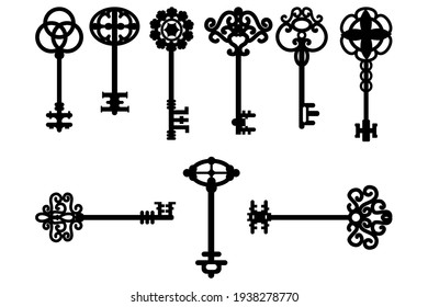 Cartoon vintage keys. Vector design illustration. Icon set. Stock image. EPS 10.