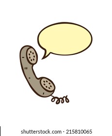cartoon vintage telephone with bubble speech