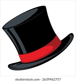 Cartoon vintage top hat vector on white. Ideal for historical, formal wear, and elegant style designs.