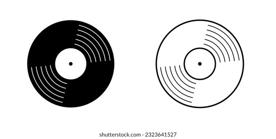 Symbol für Cartoon-Vinyl oder Lp-Symbol. dj Symbol. Retro-Vinylalbum. Alter Musikplatte doodle. Tonträger, Tonscheibe für Drehtisch. Musik-Player, analoge Musikaufnahme. Gramophonetikett und Abzeichen.