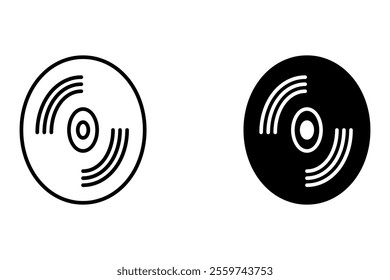 Cartoon vinyl or lp icon symbol. dj symbol. retro vinyl record album. Old music plate doodle. Phonograph, audio disk for turntable. Music player.