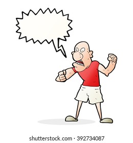 cartoon violent man with speech bubble
