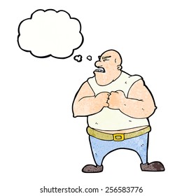 cartoon violent man with thought bubble