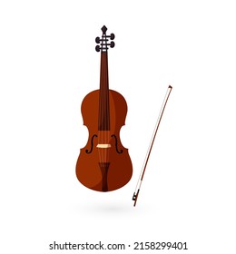 Cartoon violin. Musical instrument isolated on white background