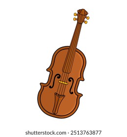 Cartoon Violin Musical Instrument, Isolated on Transparent Background