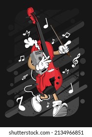 cartoon violin t  shirt design illustration