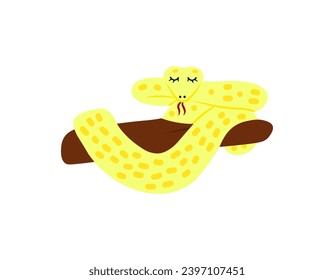 Cartoon viper snake animal isolated on white. Cute character, vector zoo, wildlife poster. 