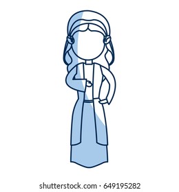 cartoon virgin mary manger christmas, outline icon