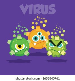 A cartoon virus or bacteria gang