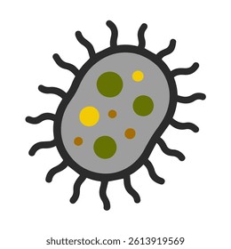 Cartoon Virus Cell Illustration, with Colorful Bacteria Elements